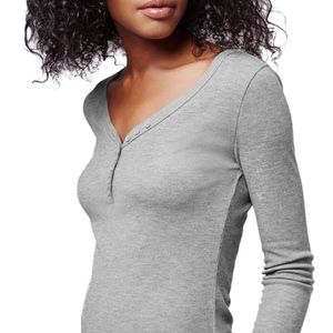 Topshop 'Granddad' Ribbed Henley Top